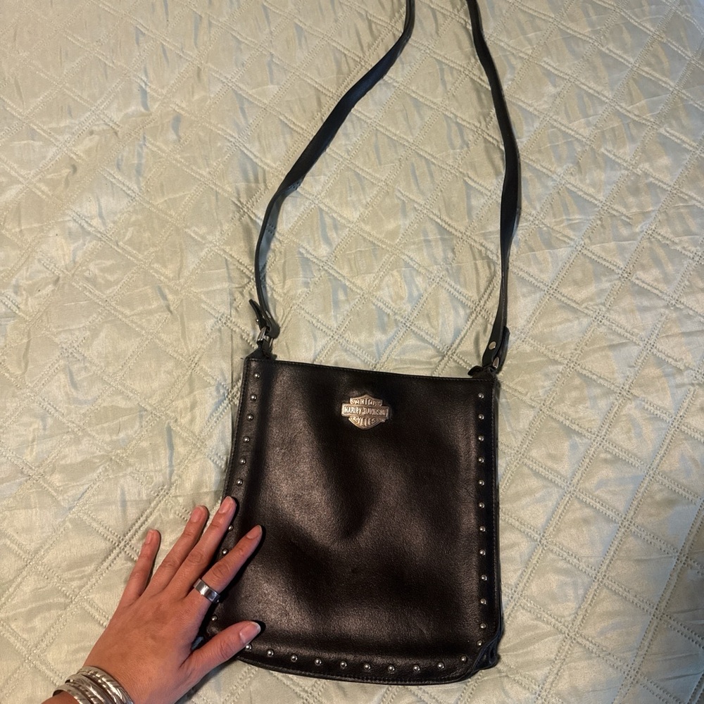 Harley-Davidson Black Crossbody Bag with Stud Accents